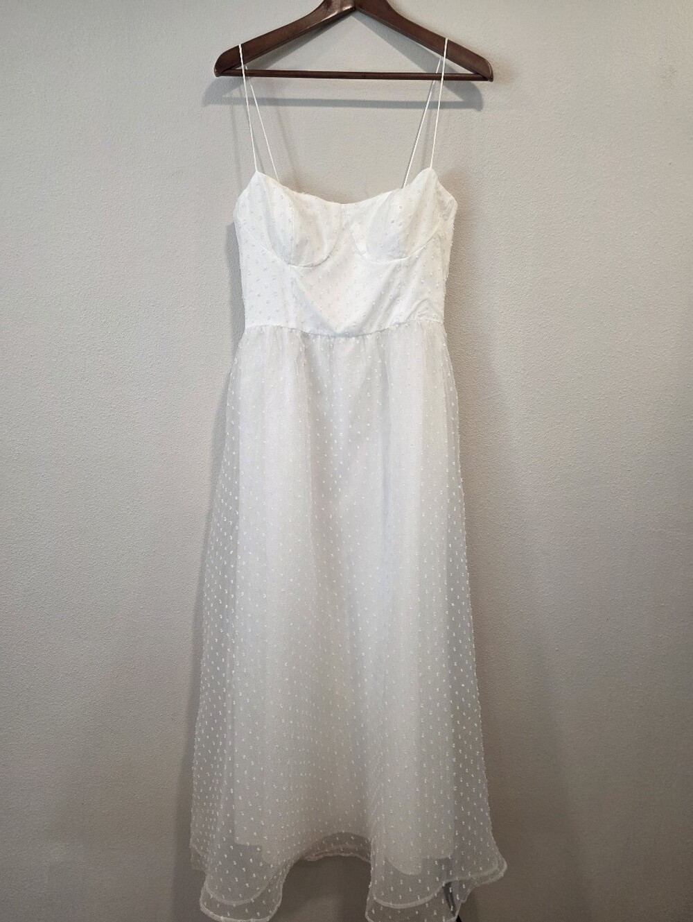 Reformation Mallow White Tule Swiss Dot Sleeveless Dress - Picture 4 of 8